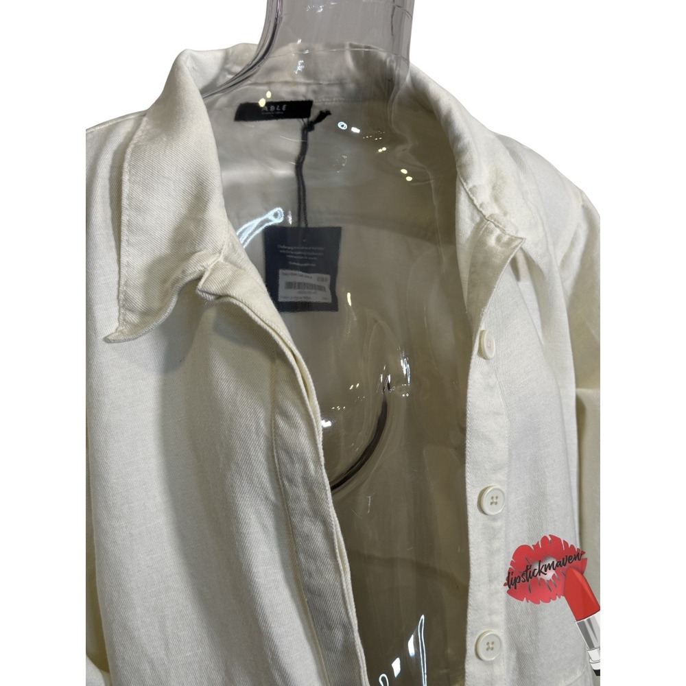 Able Charlyn Jumpsuit Women Large Cream Antique White Button Down One Piece NWT - Picture 5 of 16